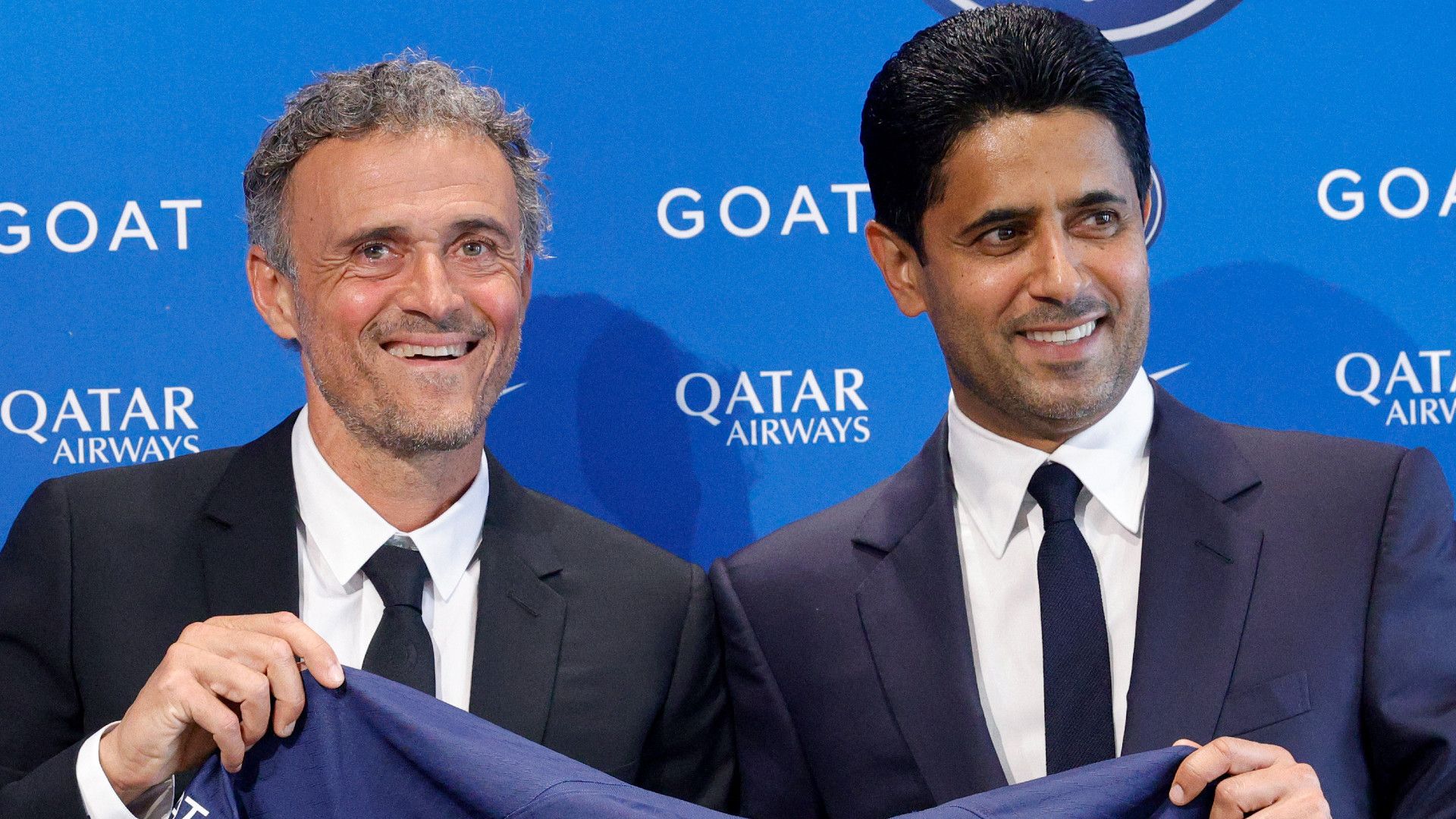 PSG-Trainer Luis Enrique und Präsident Nasser Al-Khelaifi.