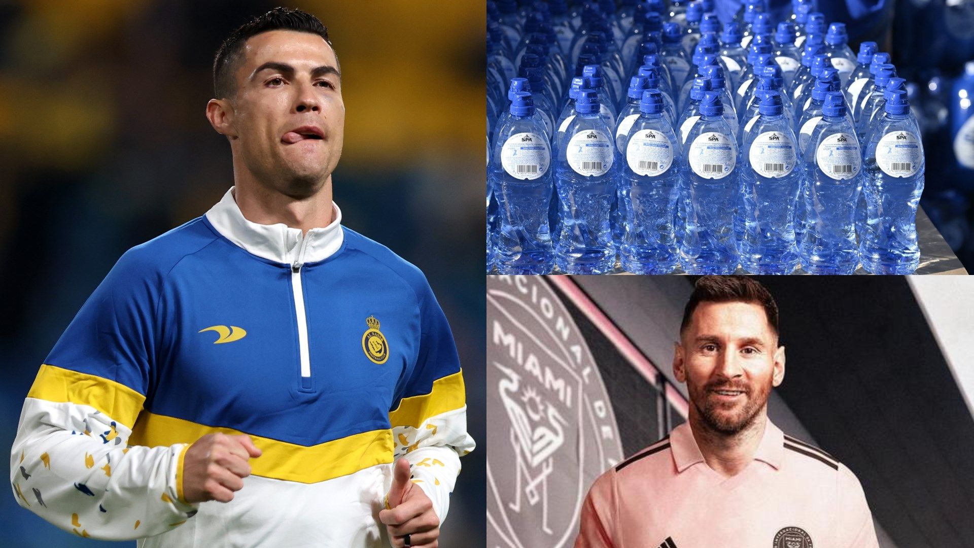 Cristiano Ronaldo Lionel Messi water split