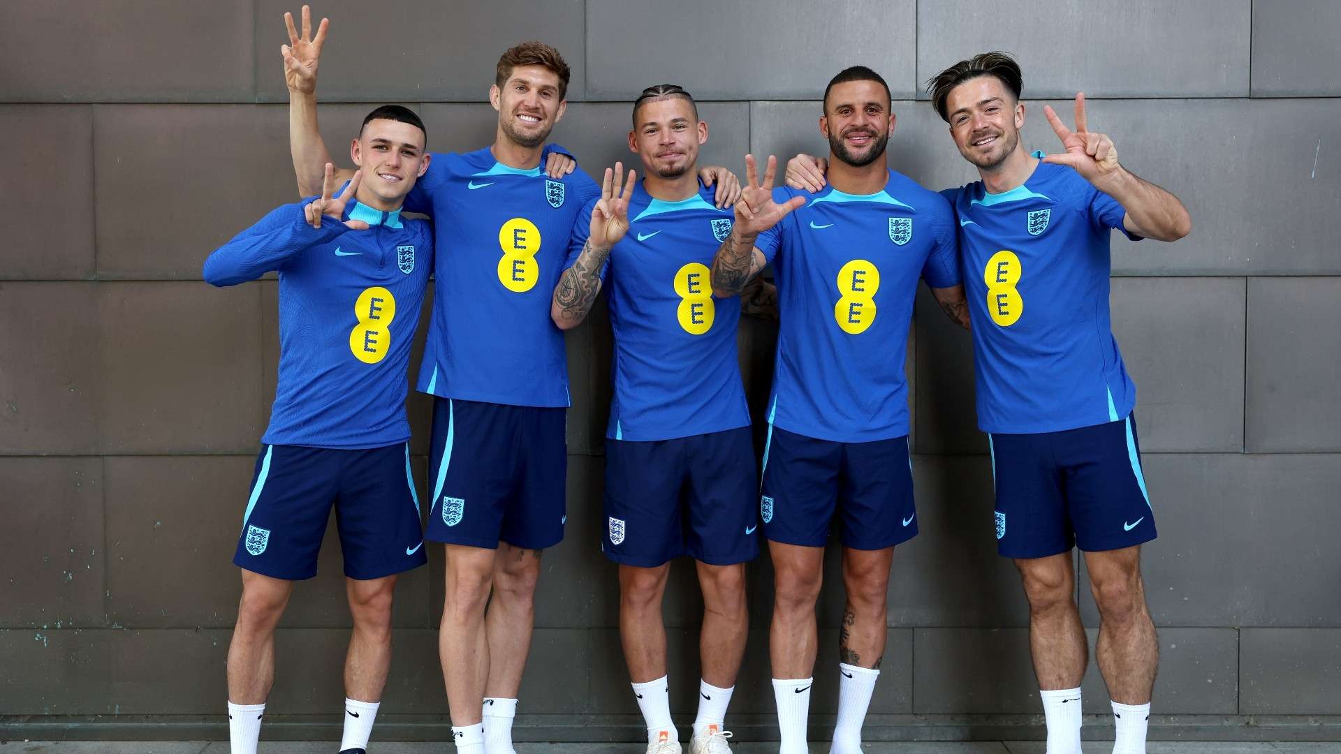 Man City players celebrate treble at England camp