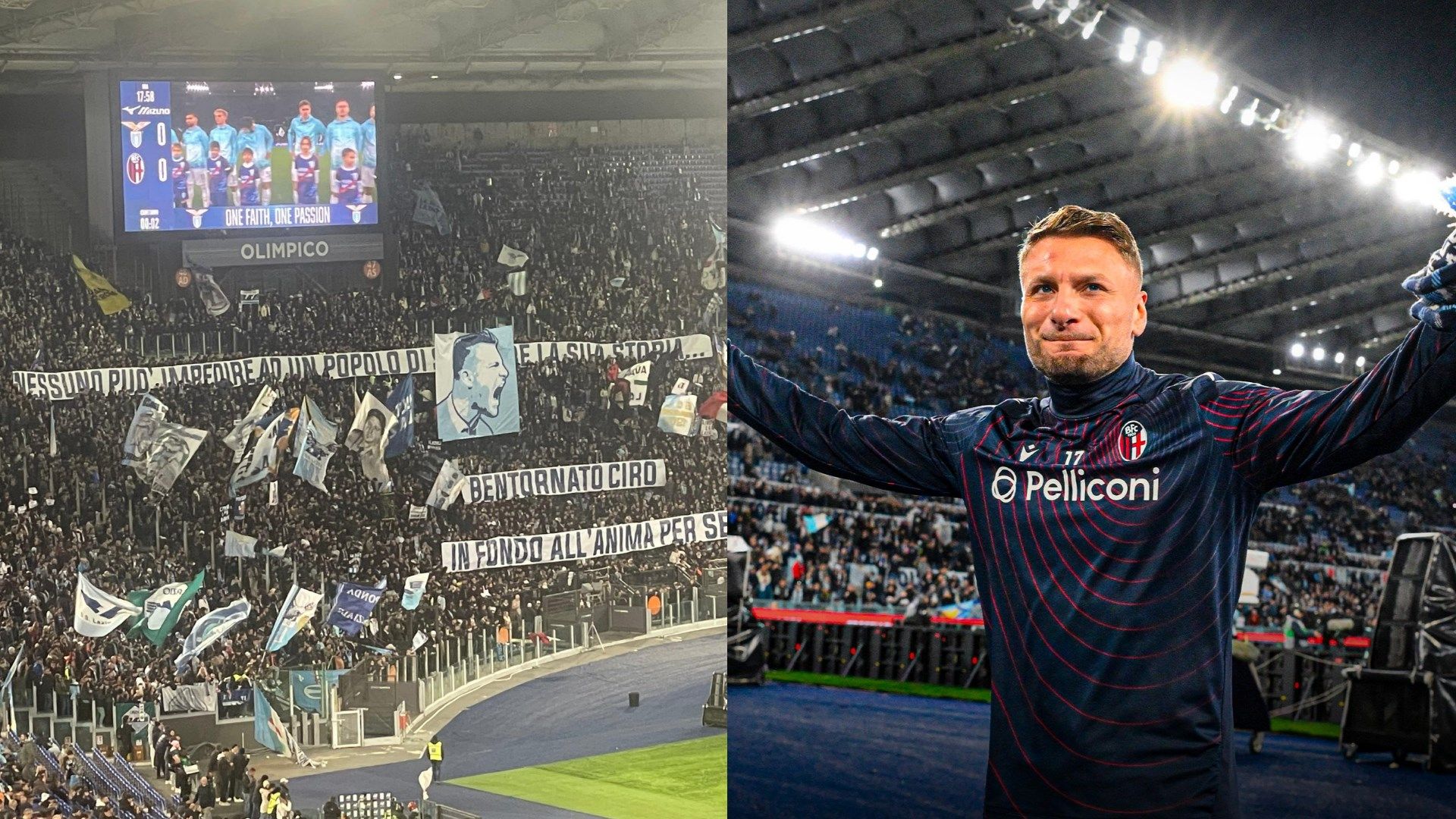 Immobile striscione omaggio Curva Lazio