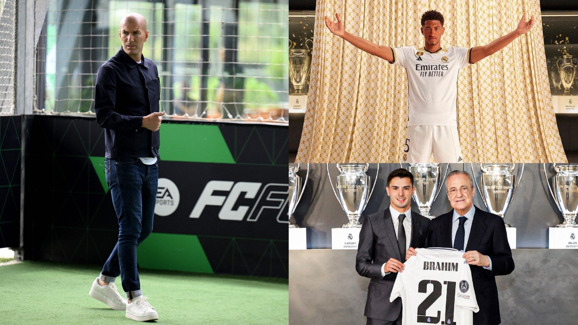 Zinedine Zidane, Jude Bellingham, Brahim Diaz, Florentino Perez GFX