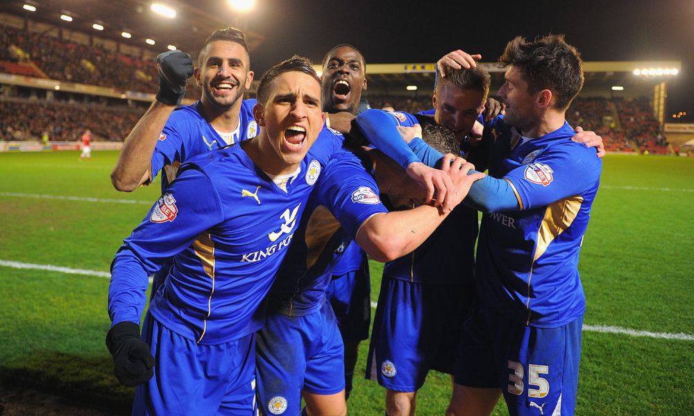 Daniel Drinkwater Marcin Wasilewski Barnsley  Leicester City Sky Bet Championship 04052014