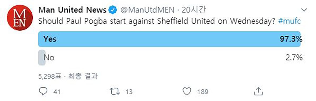 폴 포그바 트위터 설문