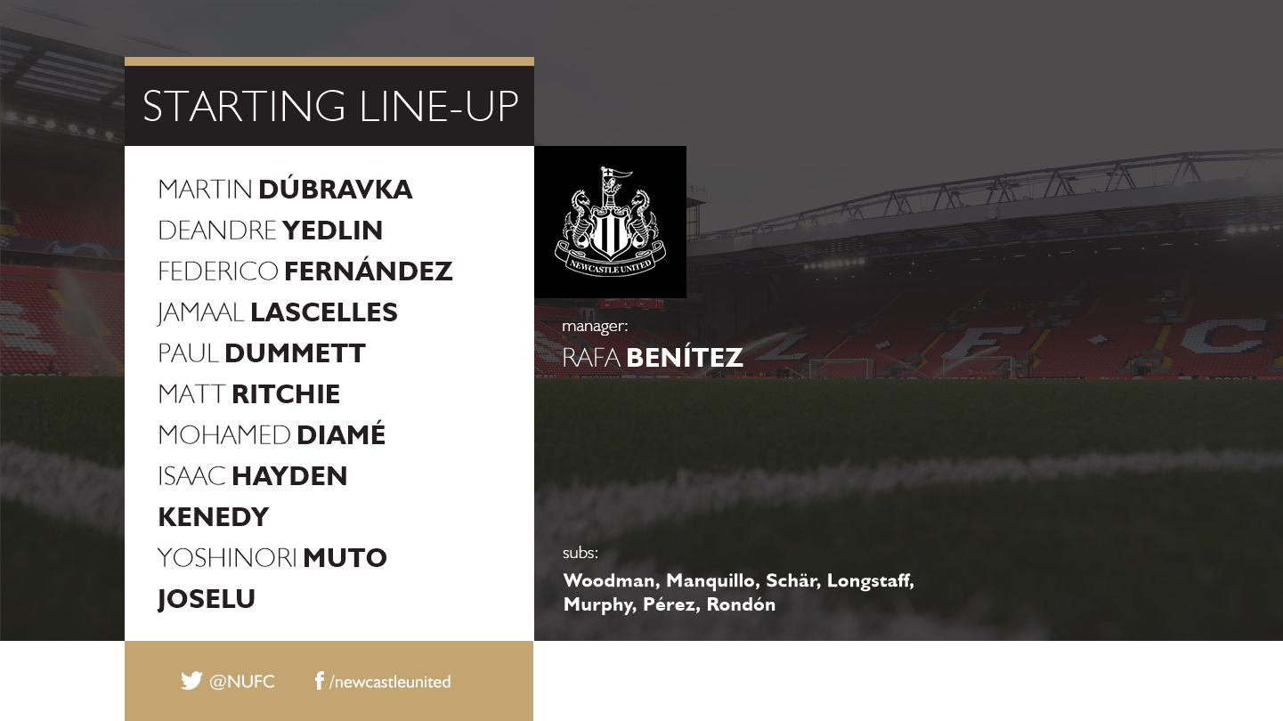 Liverpool vs Newcastle Line up Premier League 261218