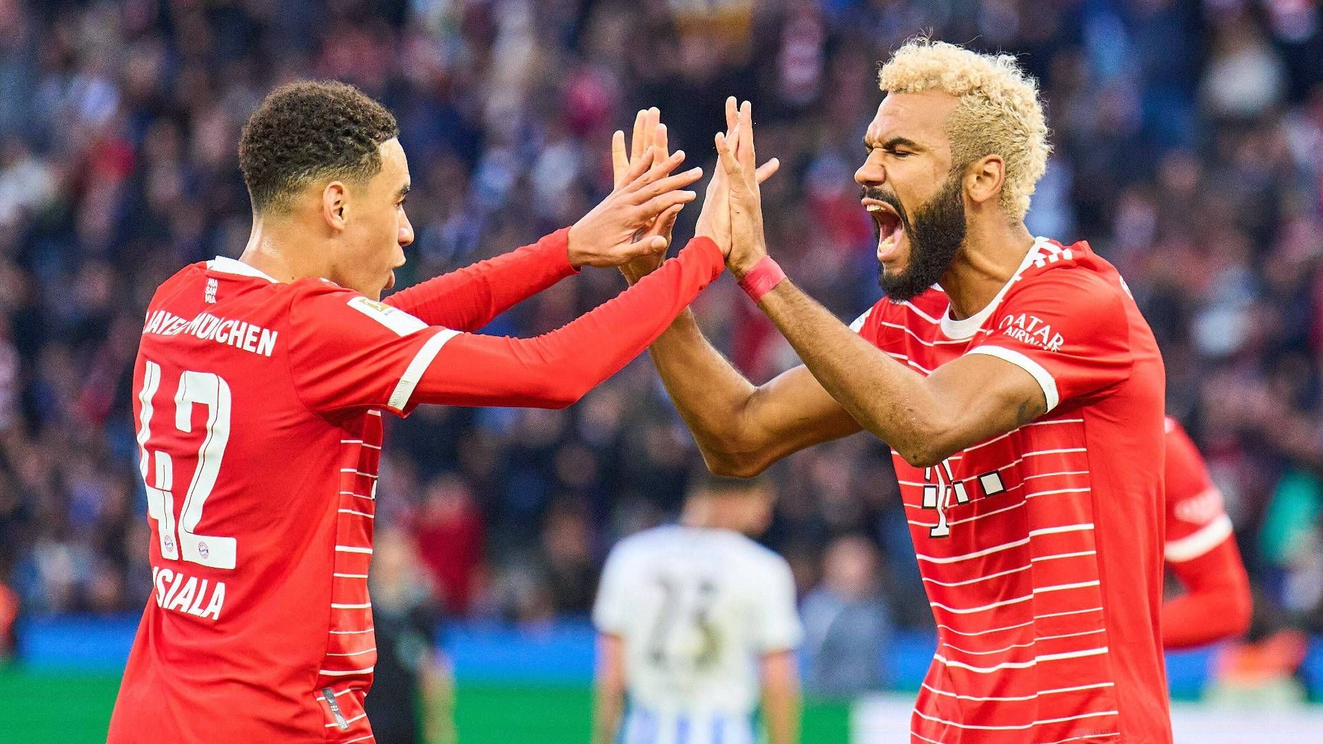 GERMANY ONLY: JAMAL MUSIALA ERIC MAXIM CHOUPO-MOTING BAYERN MÜNCHEN BUNDESLIGA 05112022