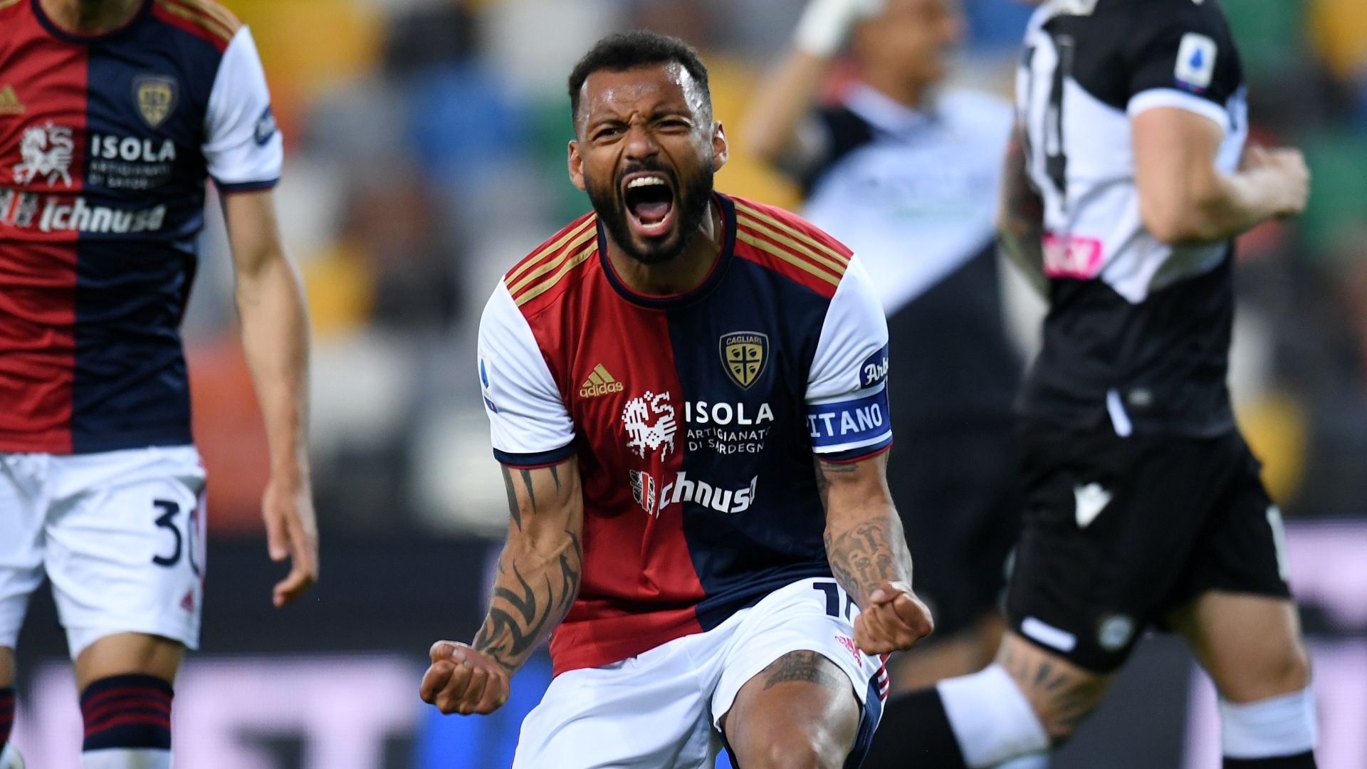 Joao Pedro Udinese Cagliari celebrating Serie A