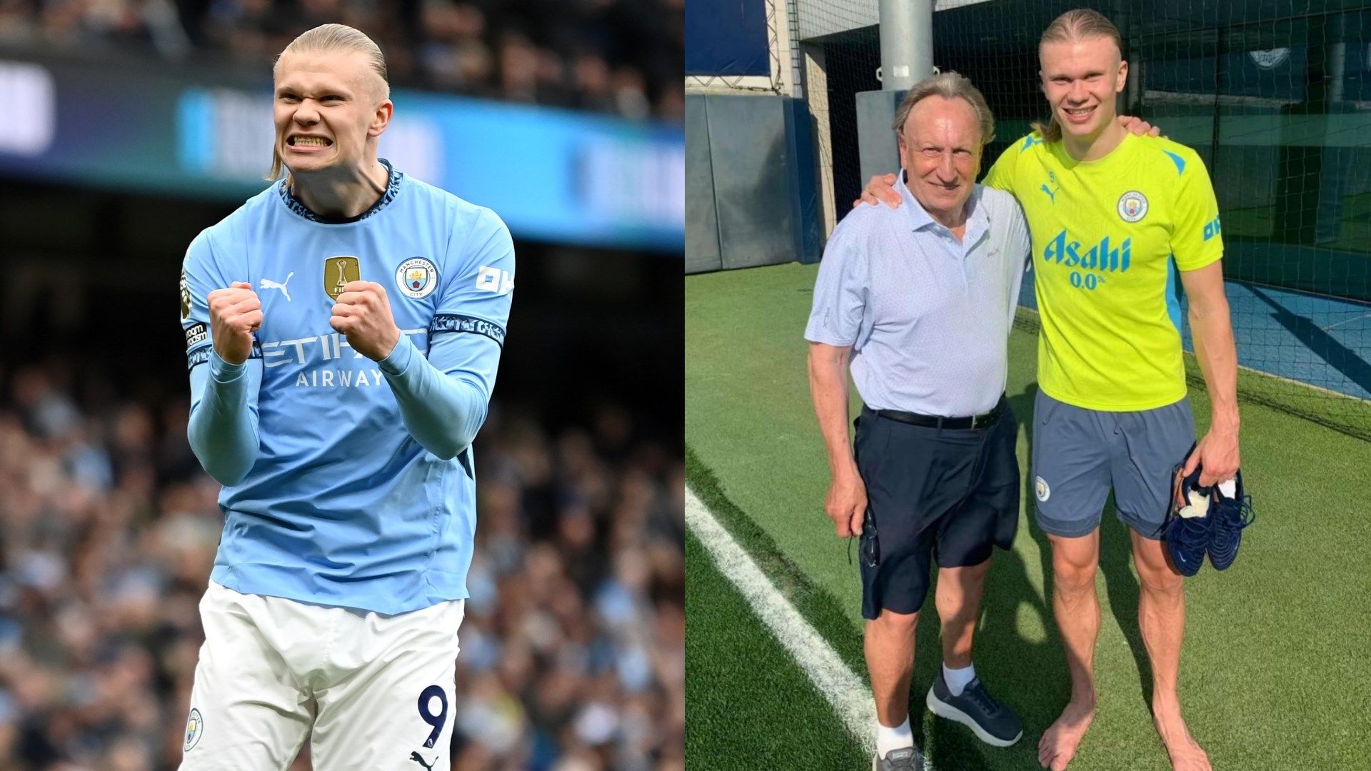 'Legend of the game' - Erling Haaland admits he was shocked to see 'funny guy' Neil Warnock at Man City's training ground following meeting with veteran manager