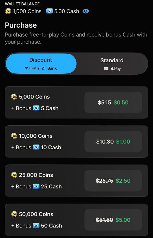 novig cash and coins