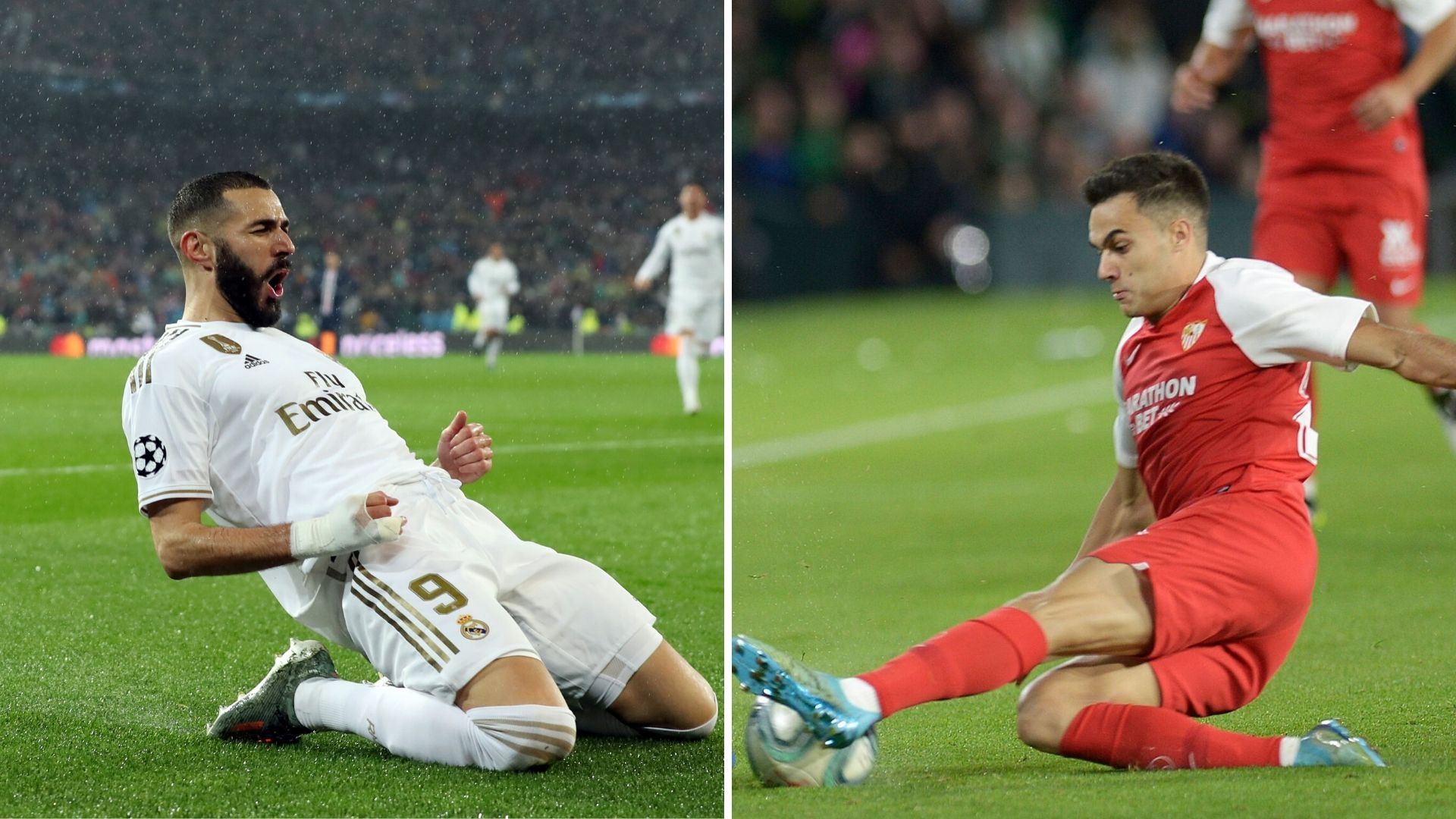 Benzema y Reguilón, Real Madrid y Sevilla