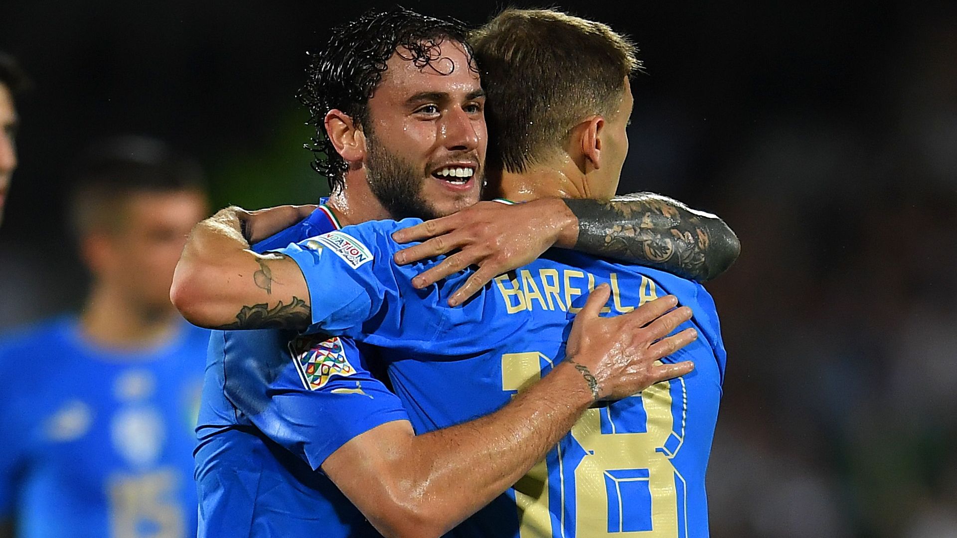 Nicolo Barella, Davide Calabria, Italy vs Hungary 2022 Nations League