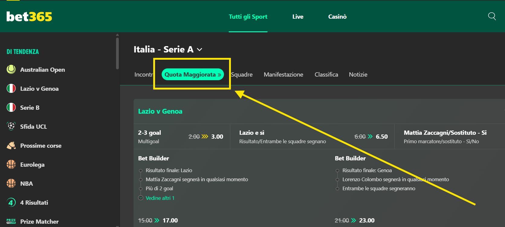 quote maggiorate bet365 come funzionano