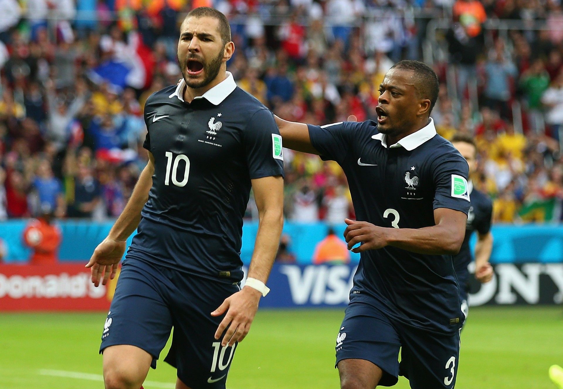 Karim Benzema Patrice Evra France Honduras FIFA World Cup 2014 06152014