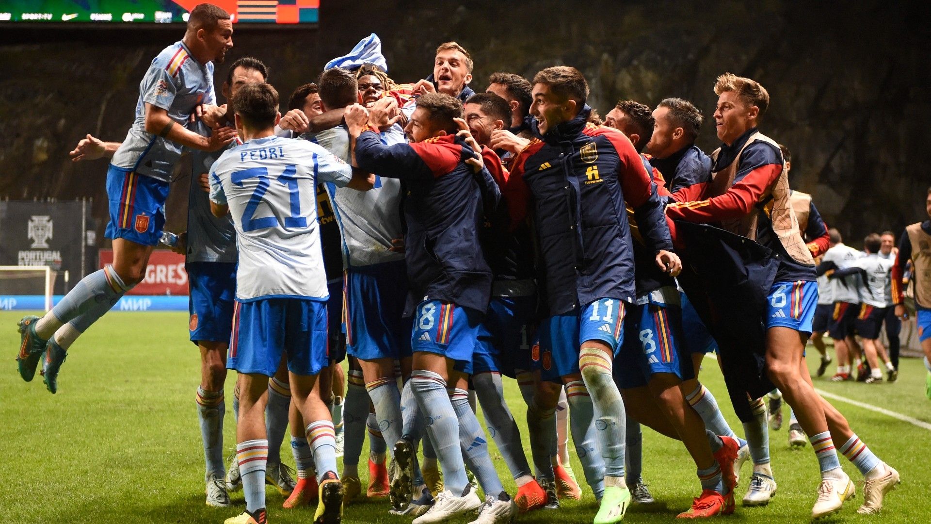 Spain celebrations Portugal Nations League 2022