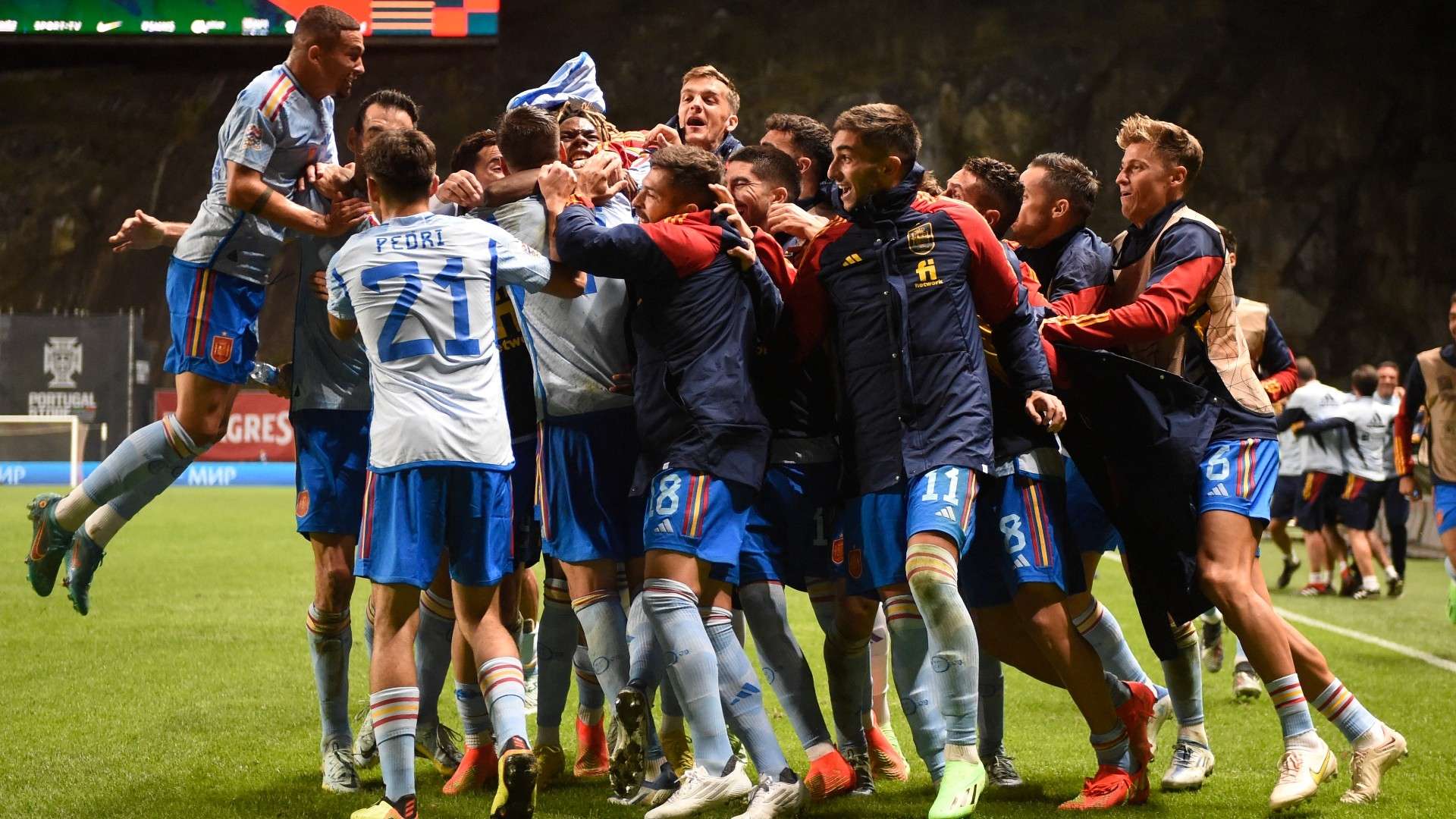 Spain celebrations Portugal Nations League 2022