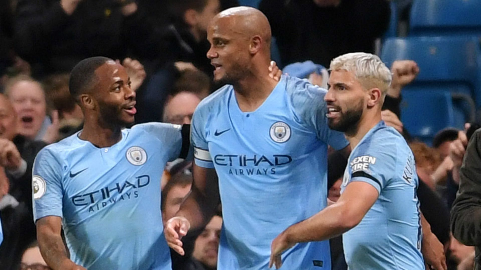 RAHEEM STERLING VINCENT KOMPANY SERGIO AGUERO MANCHESTER CITY PREMIER LEAGUE 06052019