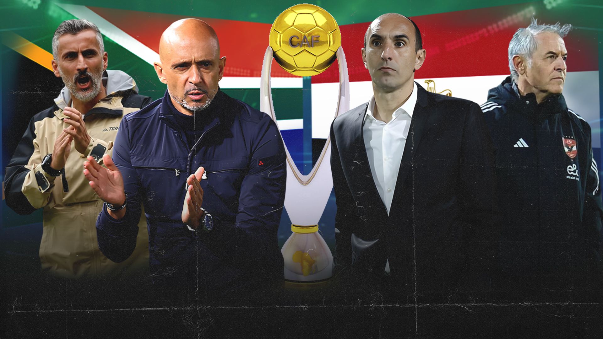 Miguel Cardoso of Mamelodi Sundowns, Jose Riveiro of Orlando Pirates, Marcel Koller of Al Ahly & Krunoslav Jurčić of Pyramids 16-9