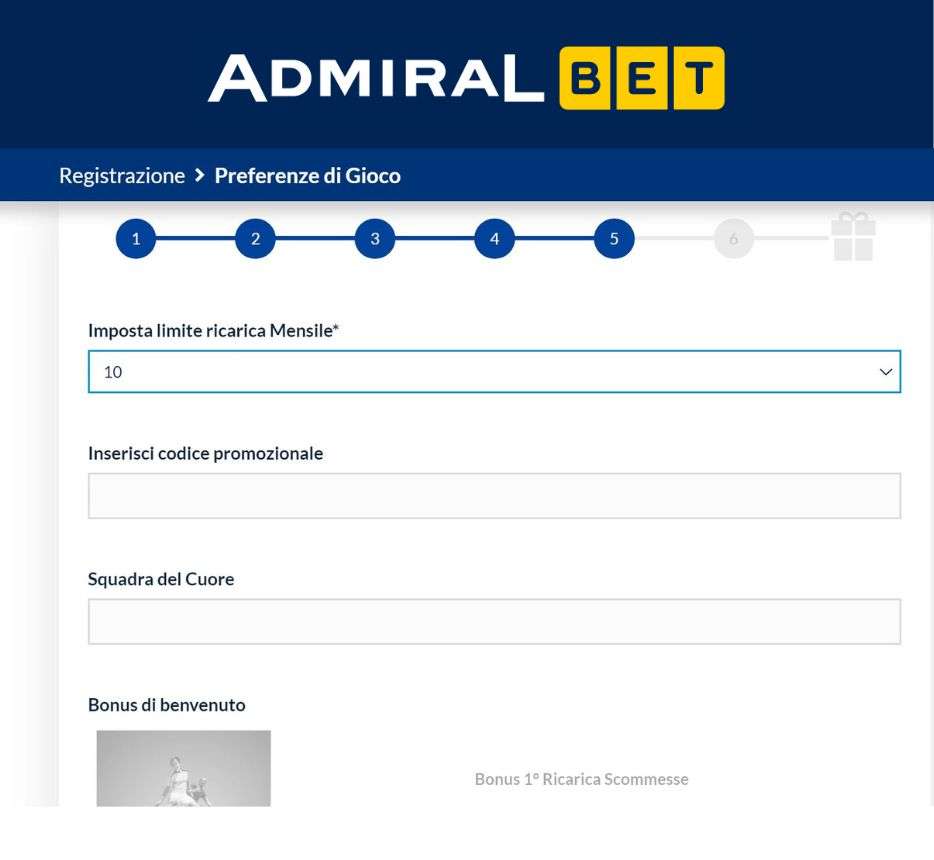 admiralbet formulario registrazione codice promozionale