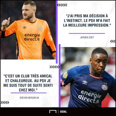 PSV Eindhoven : Déclaration Jeroen Zoet et Steven Bergwijn