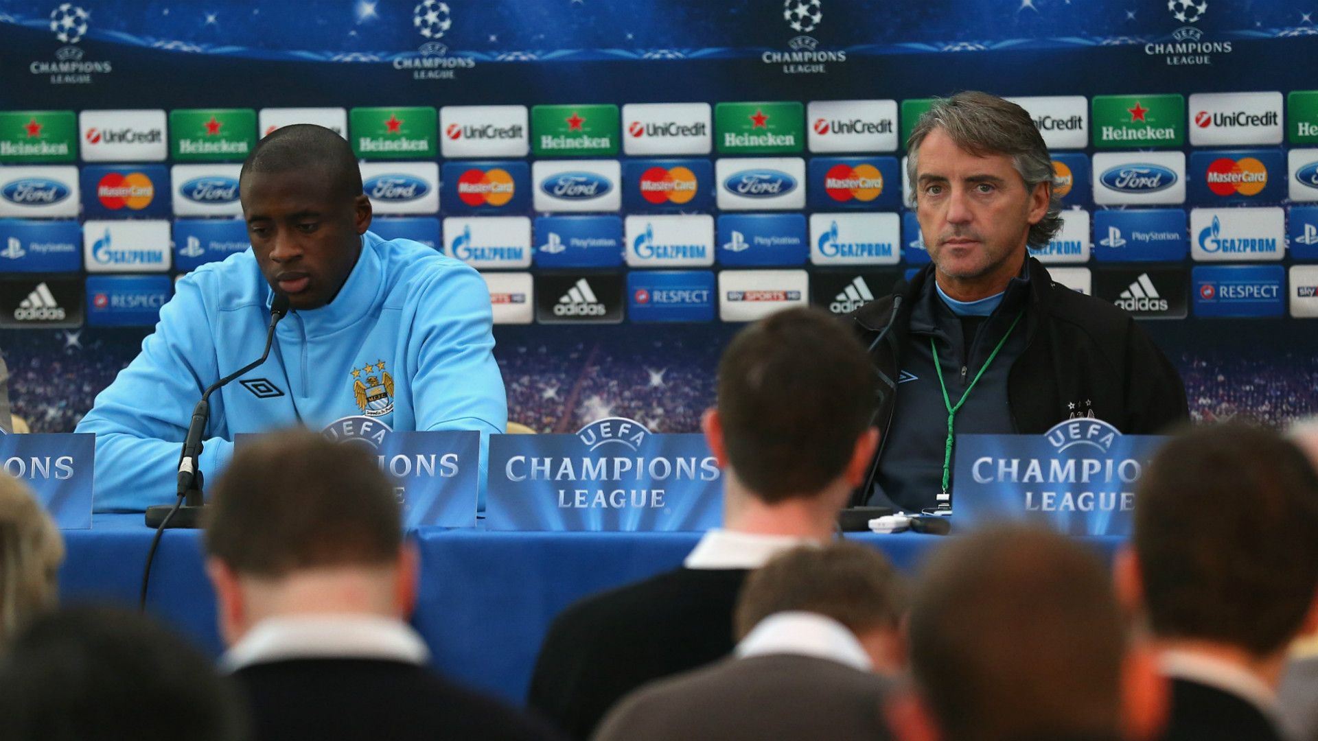 Yaya Toure Roberto Mancini hester City Training and Press Conference 10022012