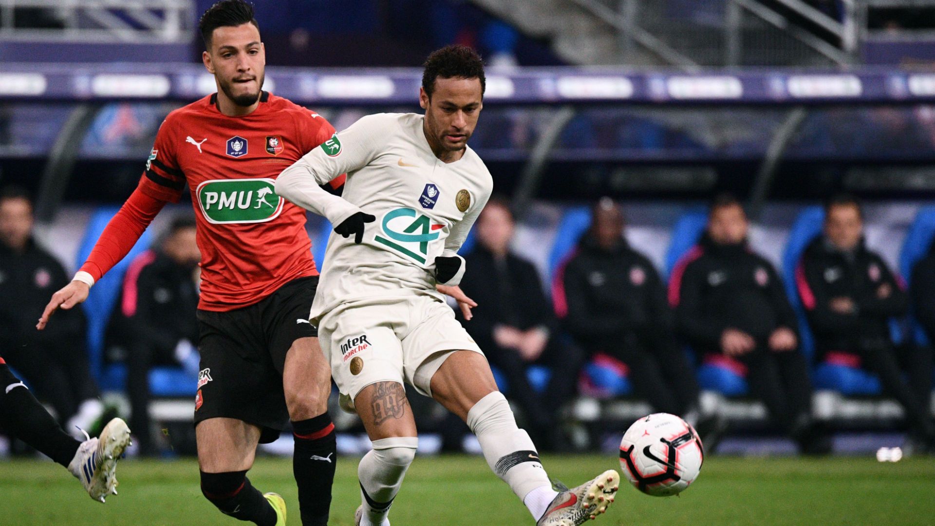 Ramy Bensebaini Neymar Rennes PSG Coupe de France 27042019