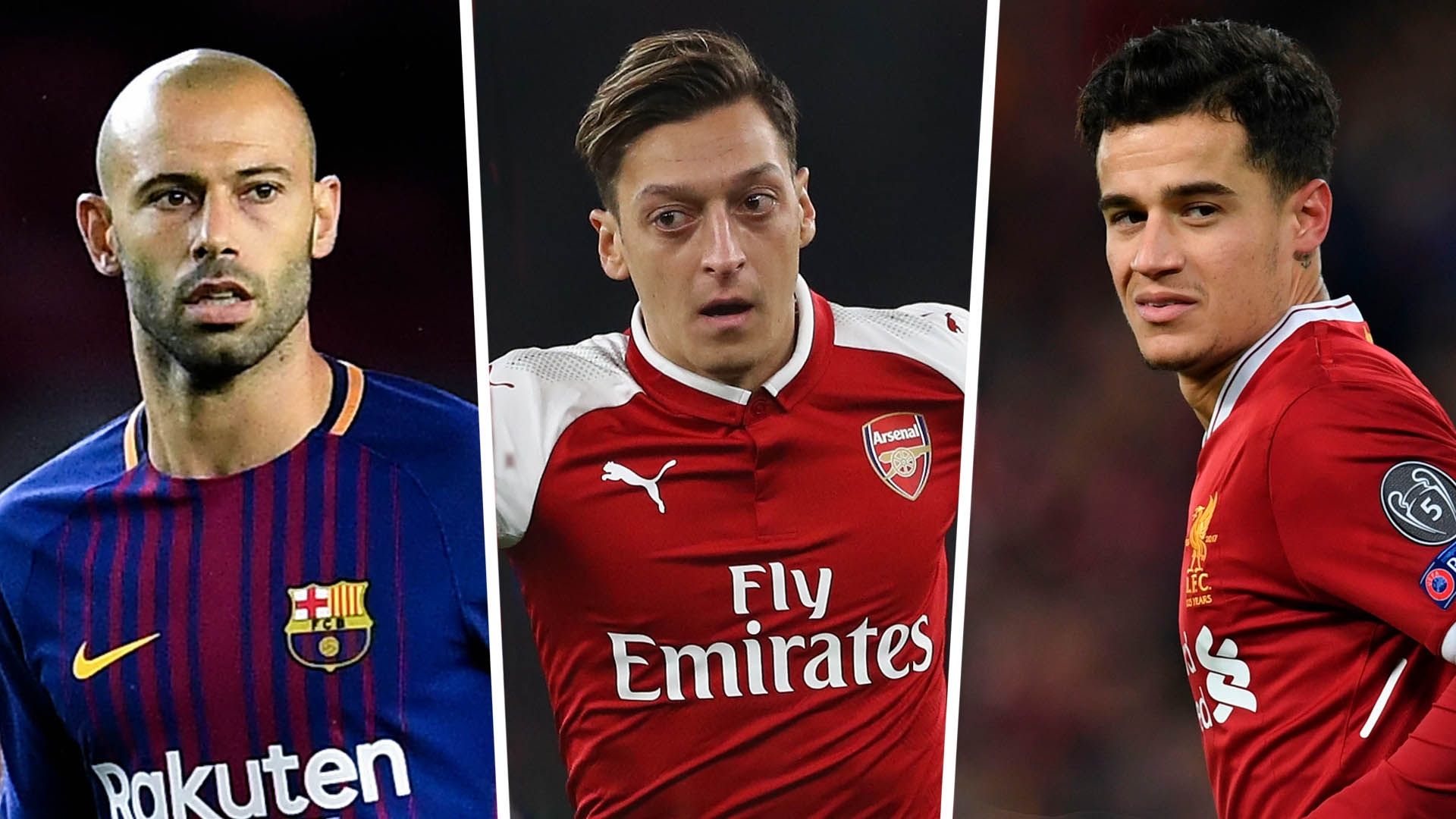 Javier Mascherano Mesut Ozil Philippe Coutinho split