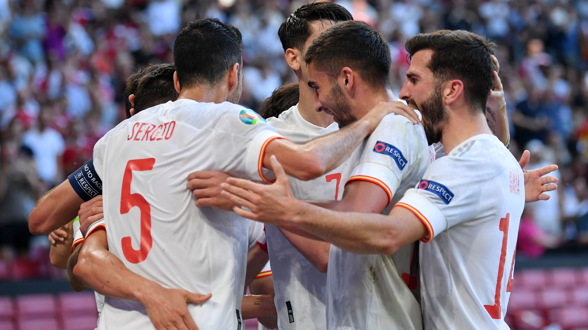 Sarabia celebrating Croatia Spagna Euro