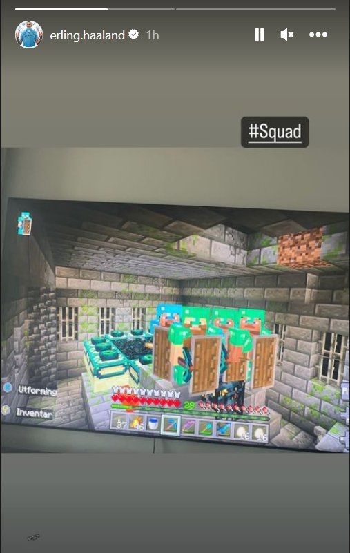 Erling Haaland Minecraft Instagram story