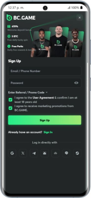 BC.GAME App Registration