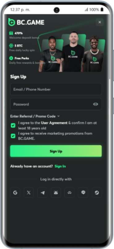 BC.GAME App Registration
