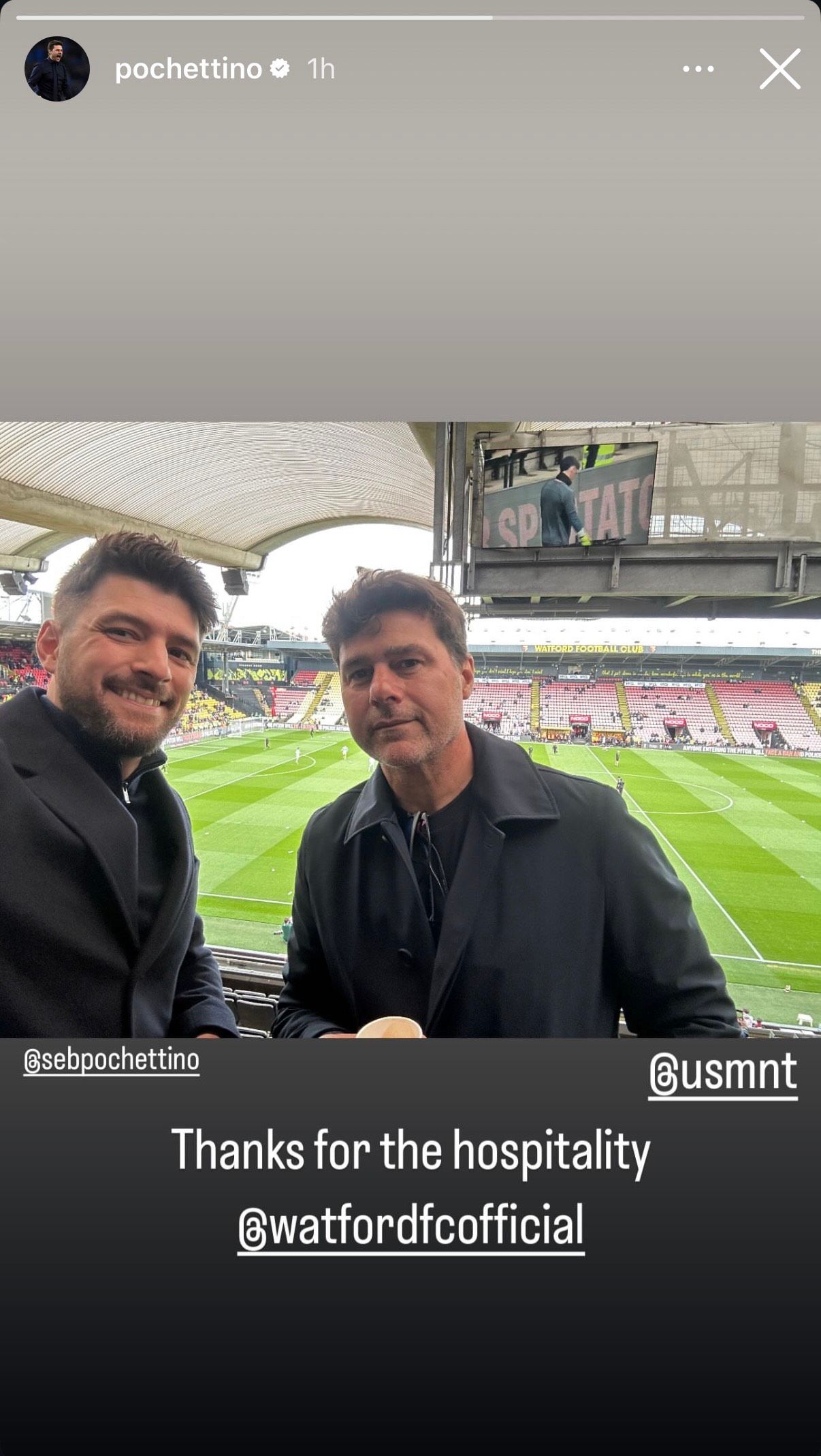 Mauricio Pochettino IG story Watford vs. Burnley