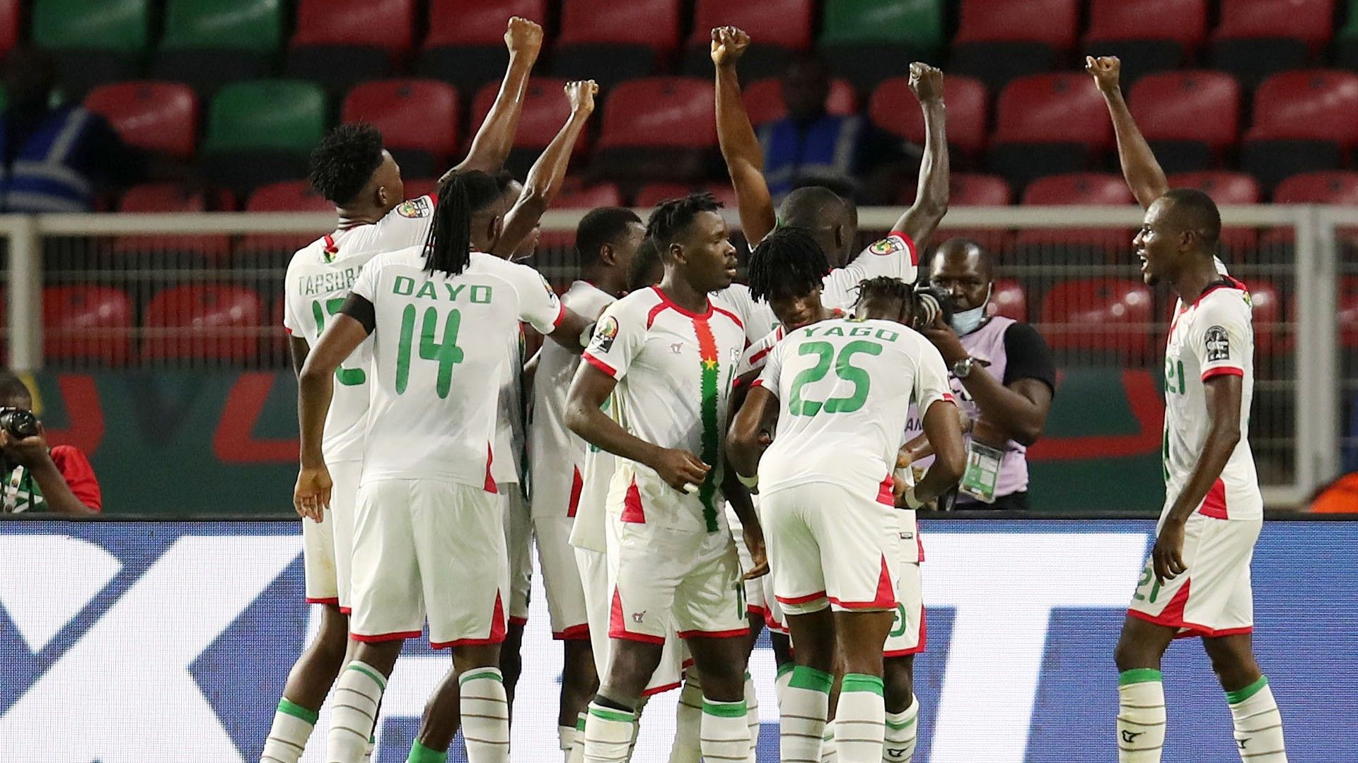 Burkina Faso celebrate vs Cape Verde in Afcon 2021.