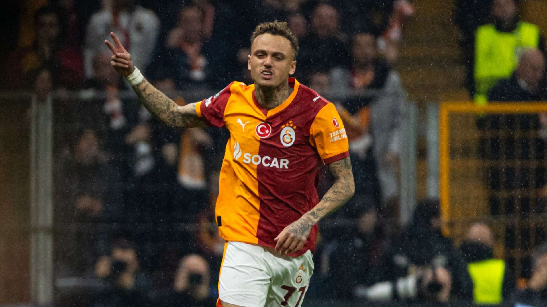 Noah Lang of Galatasaray SK celebrates the goal