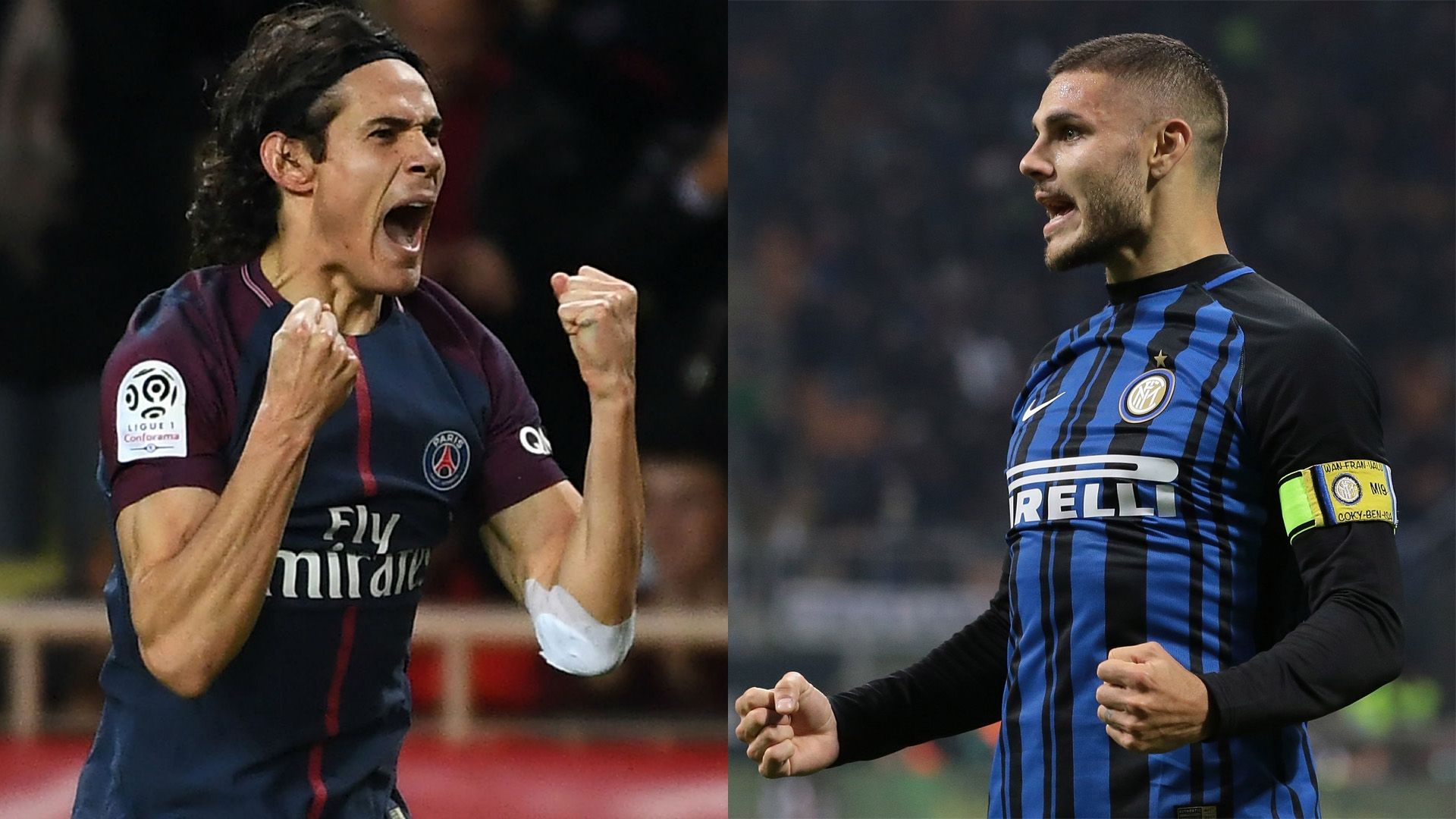 Edinson Cavani Mauro Icardi PSG Inter 2017