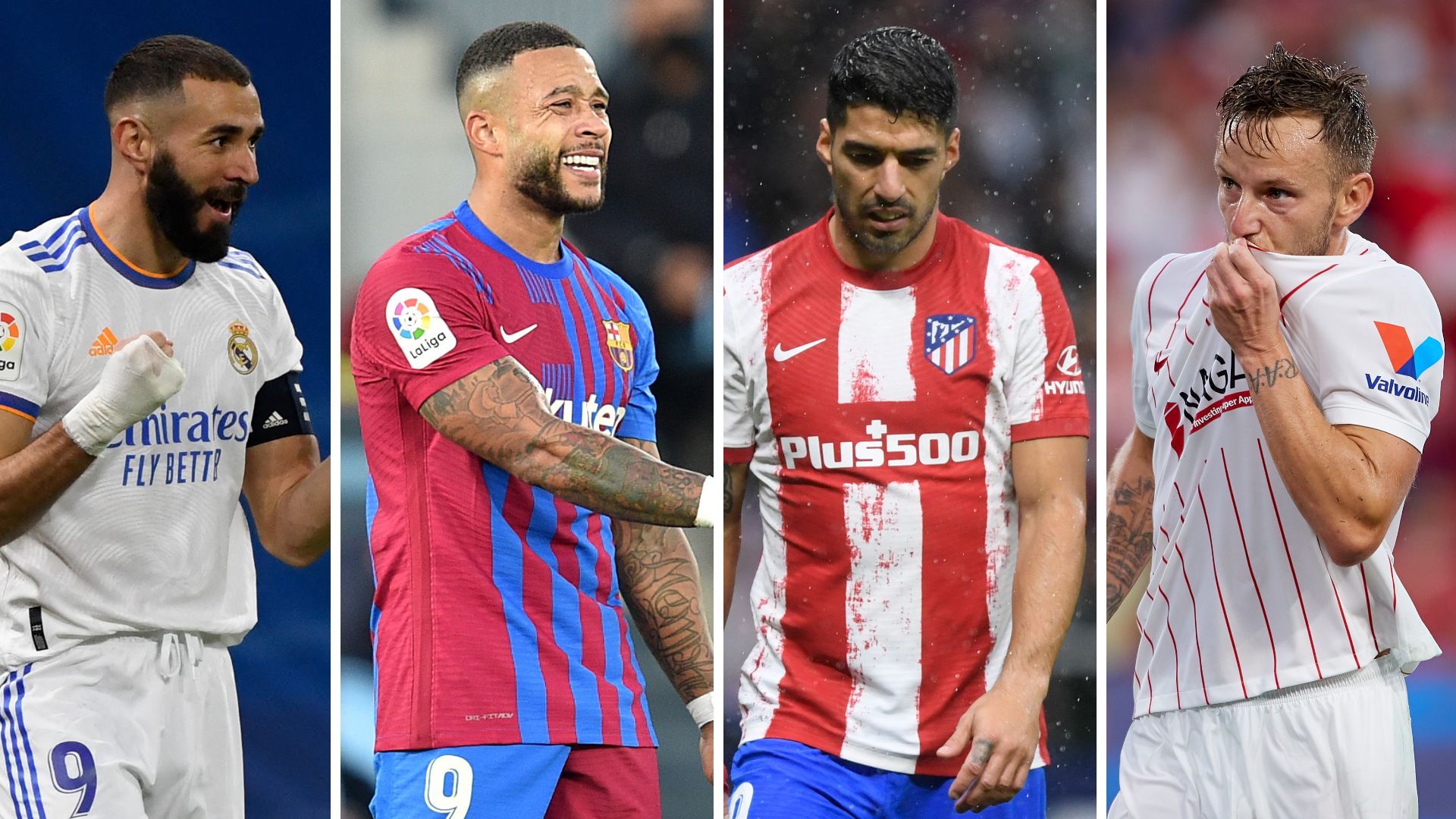 Benzema Real Madrid Suarez Atletico Madrid Depay Barcelona Rakitic Sevilla