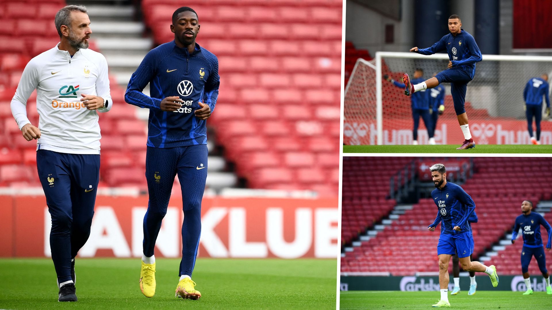Danemark France Entraînement Dembélé Mbappé Giroud