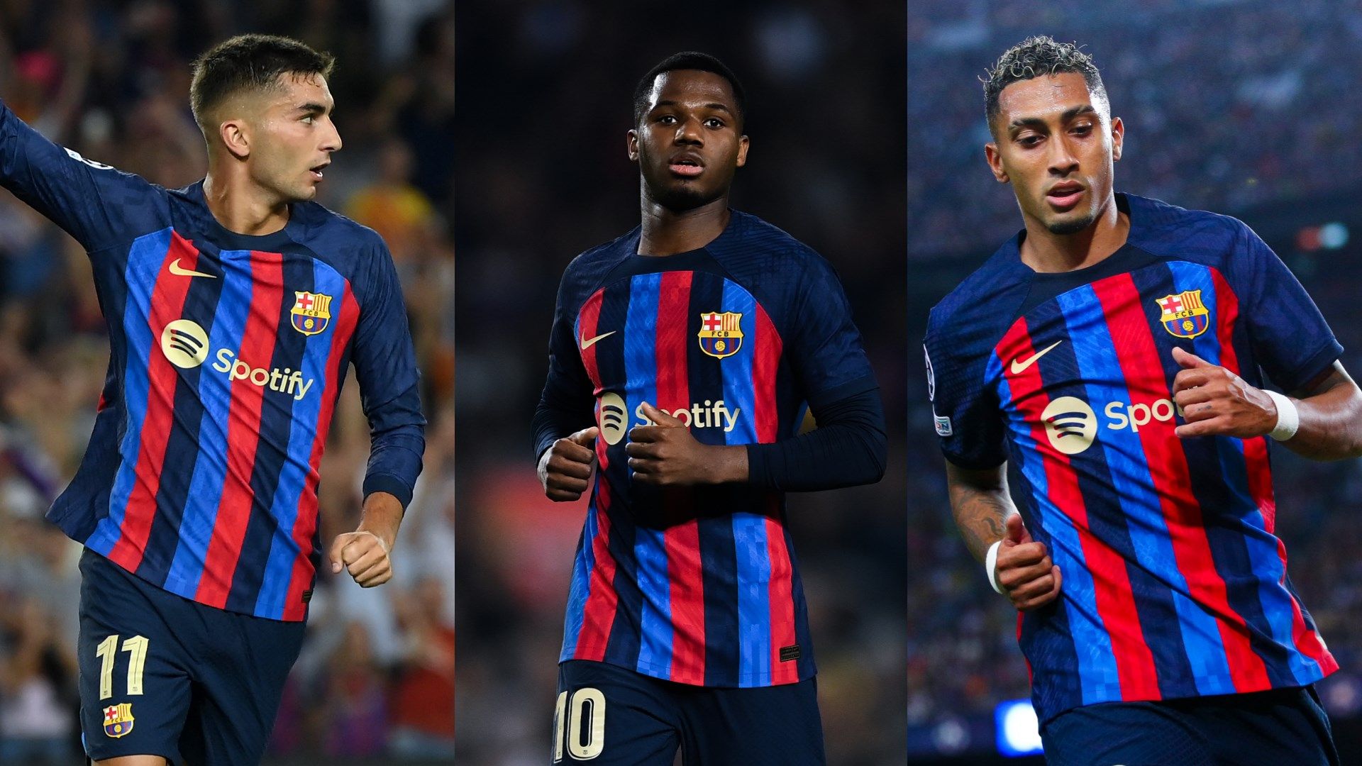 Ferran Torres, Ansu Fati, Raphinha FC Barcelona