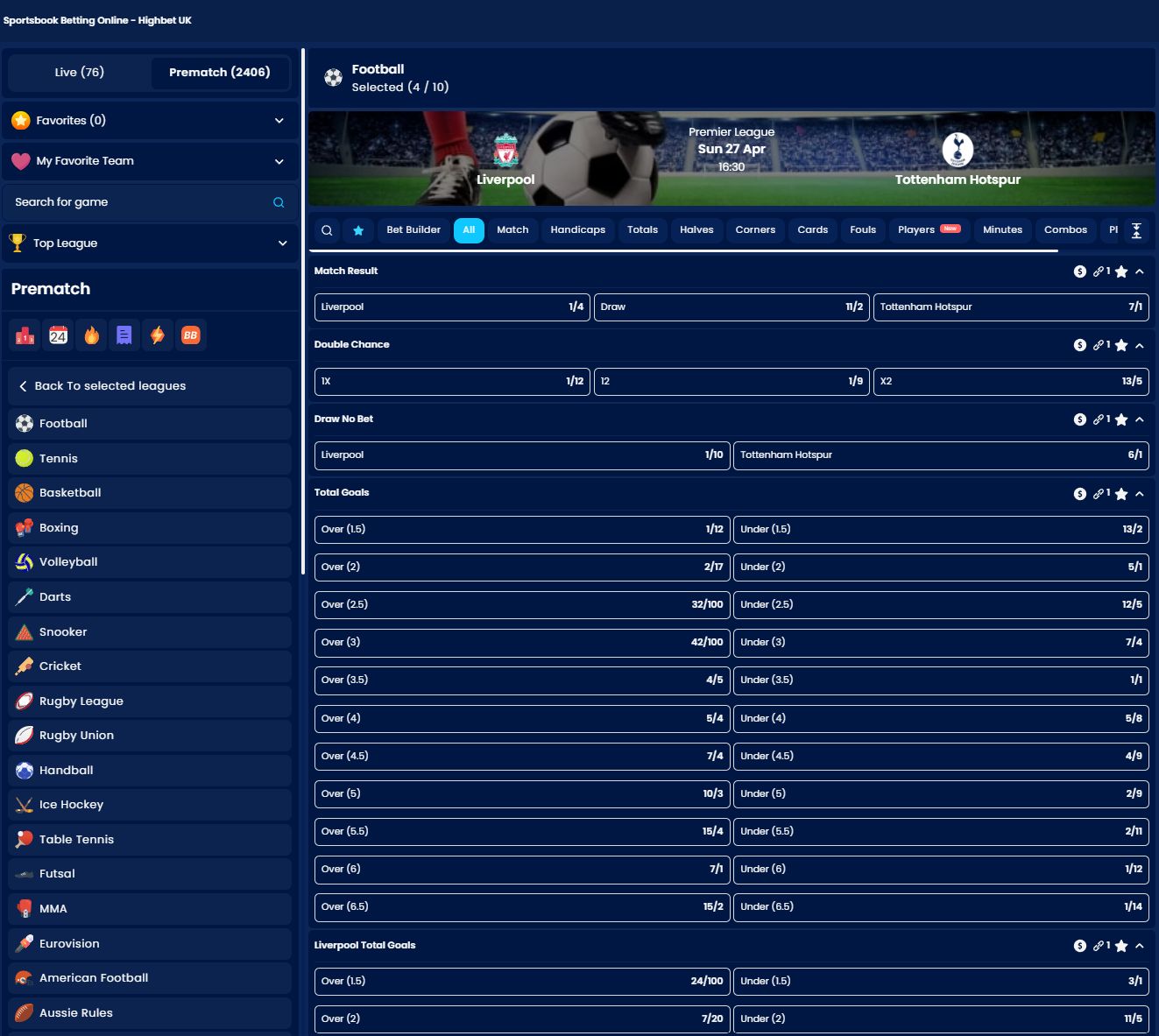 highbet betting page