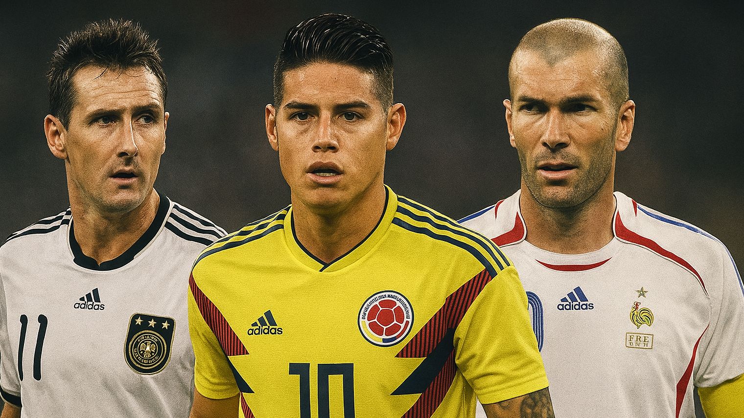 James Rodríguez Zinedine Zidane Miroslav Klose World cup