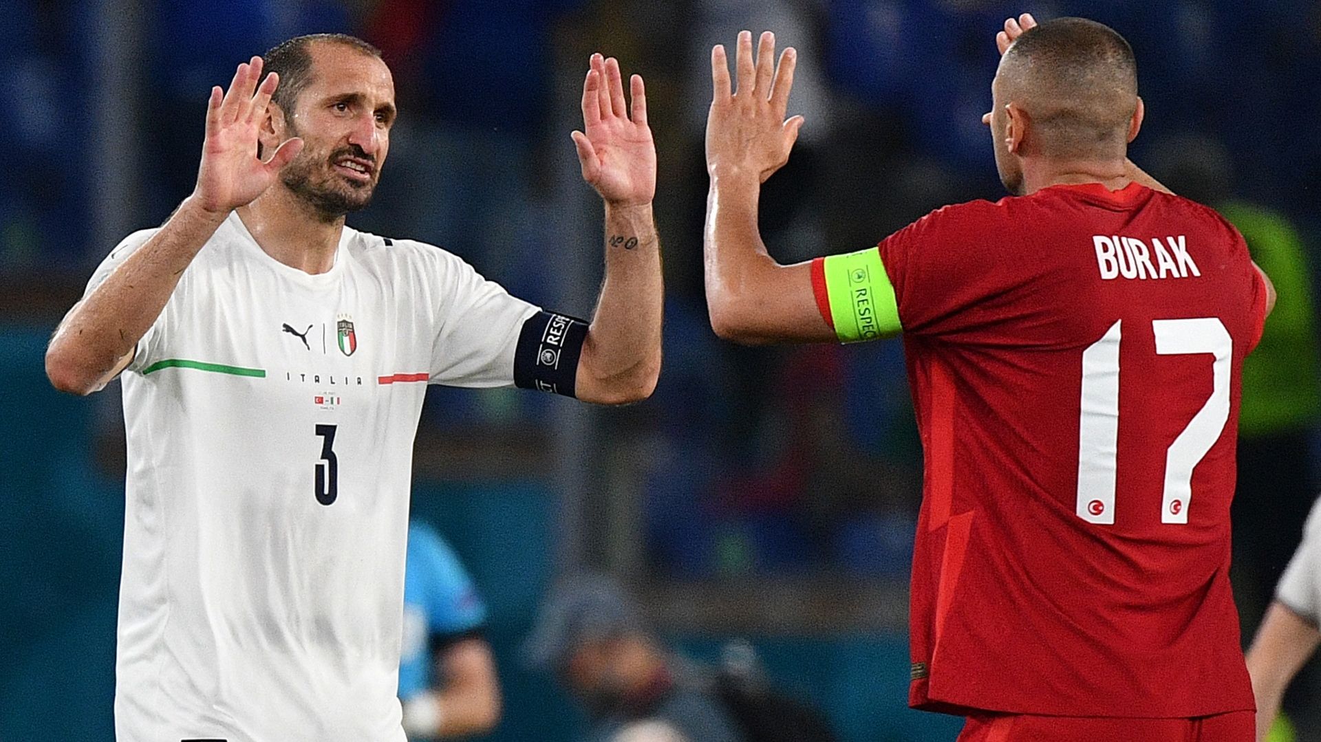 Giorgio Chiellini Burak Yilmaz Turkey Italy Euro 2020