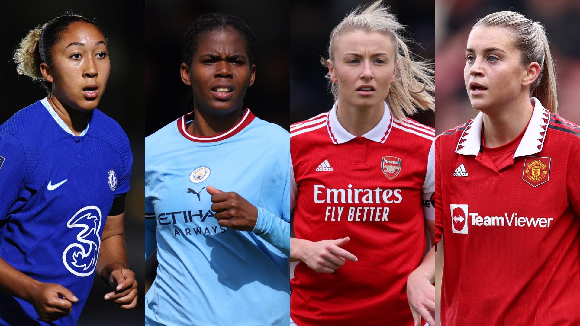 Lauren James Khadija Shaw Leah Williamson Alessia Russo composite