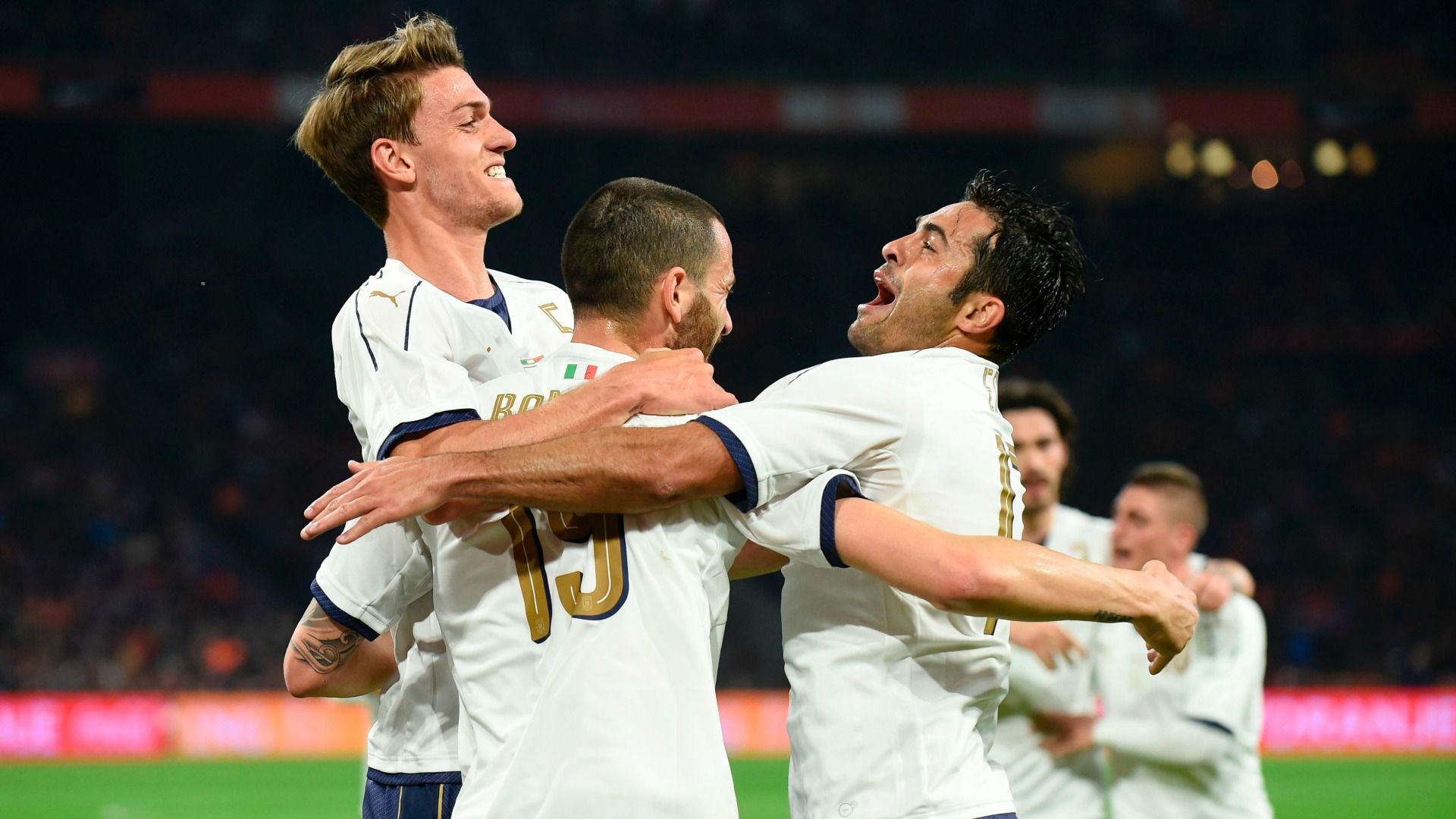 Italy celebrating Netherlands Italy