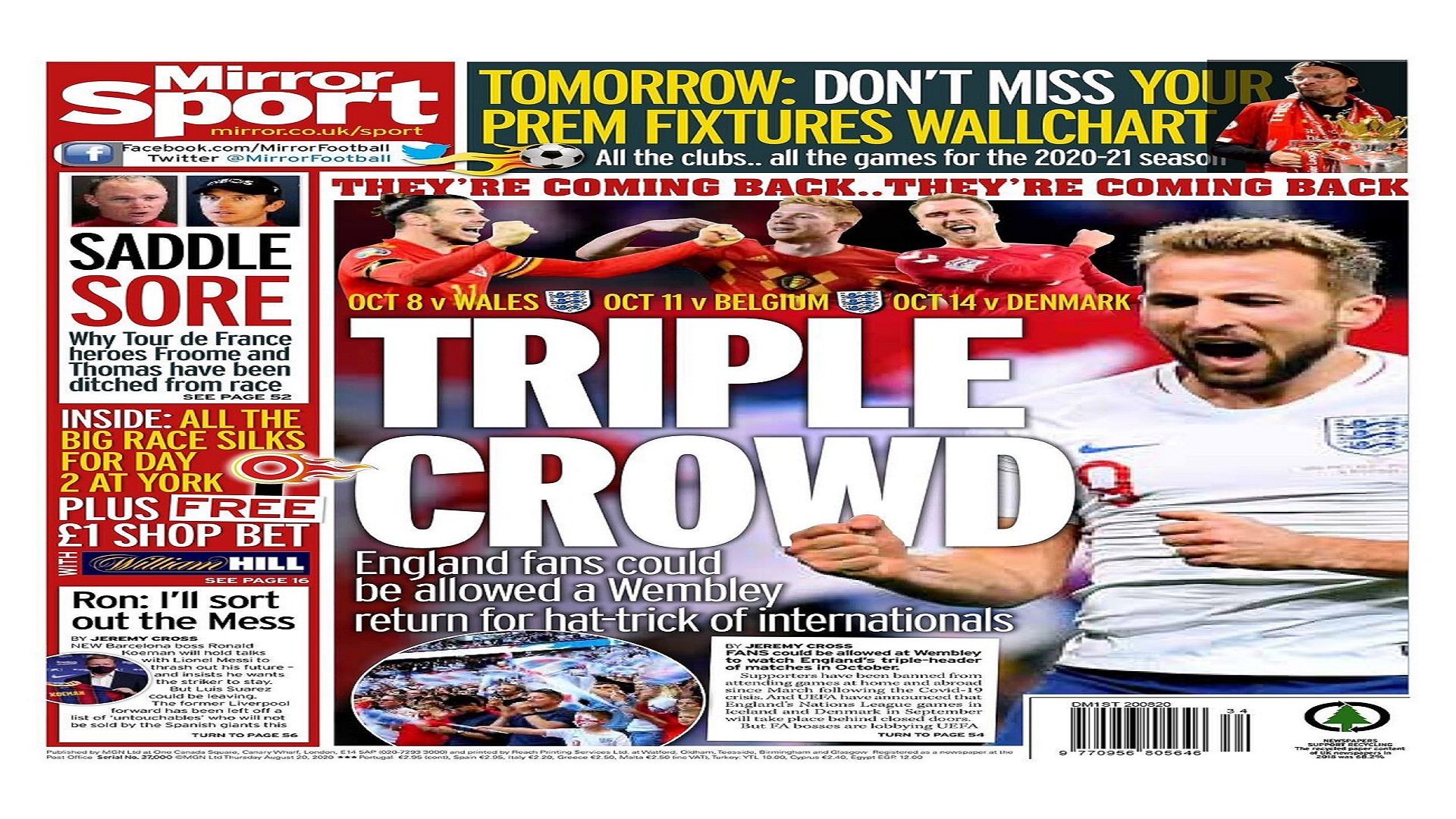 newspapers 10 August Mirror