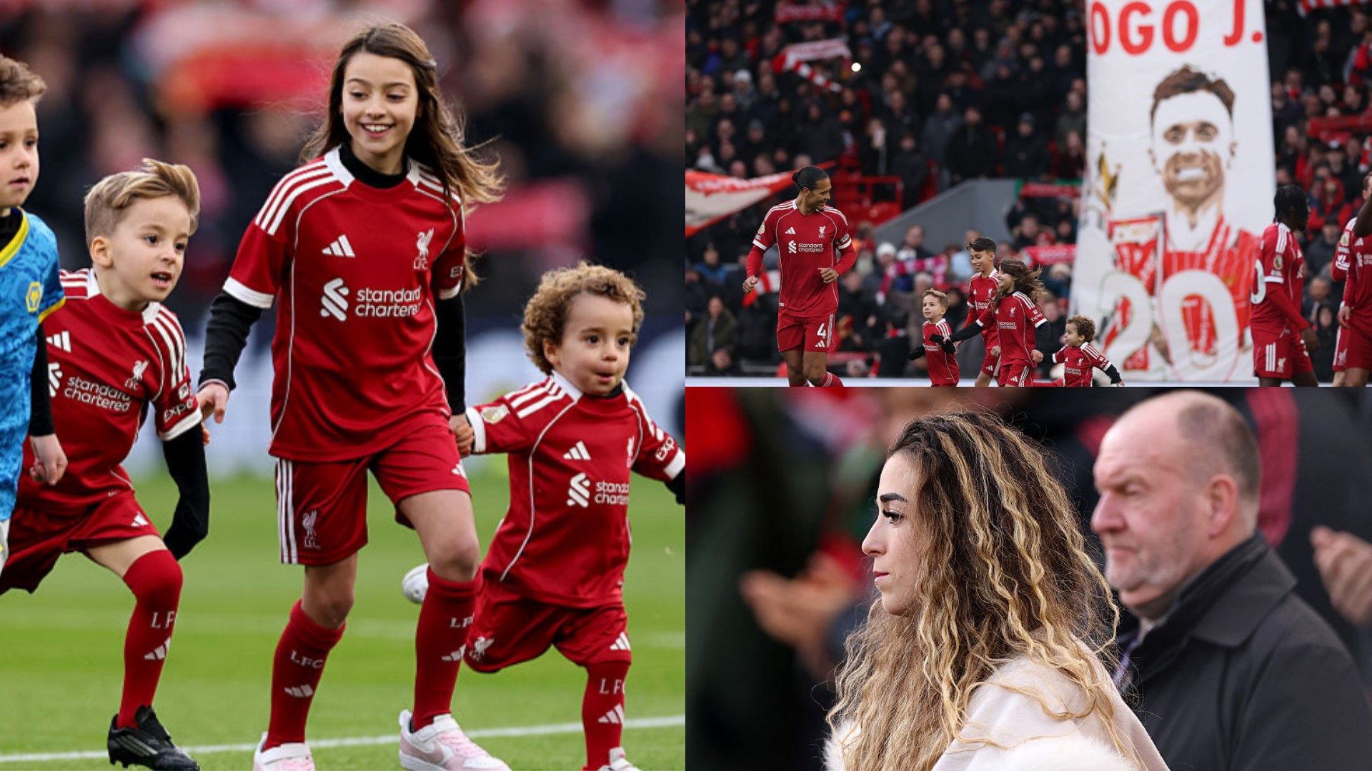 Jota's kids act as Liverpool mascots and his widow Rute Cardoso