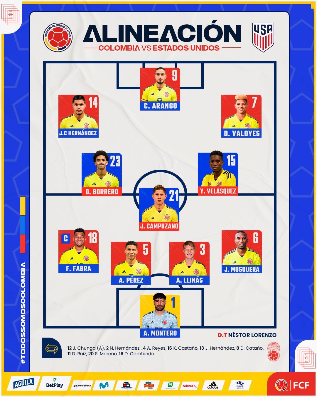 Nómina Colombia USA Amistoso 2023