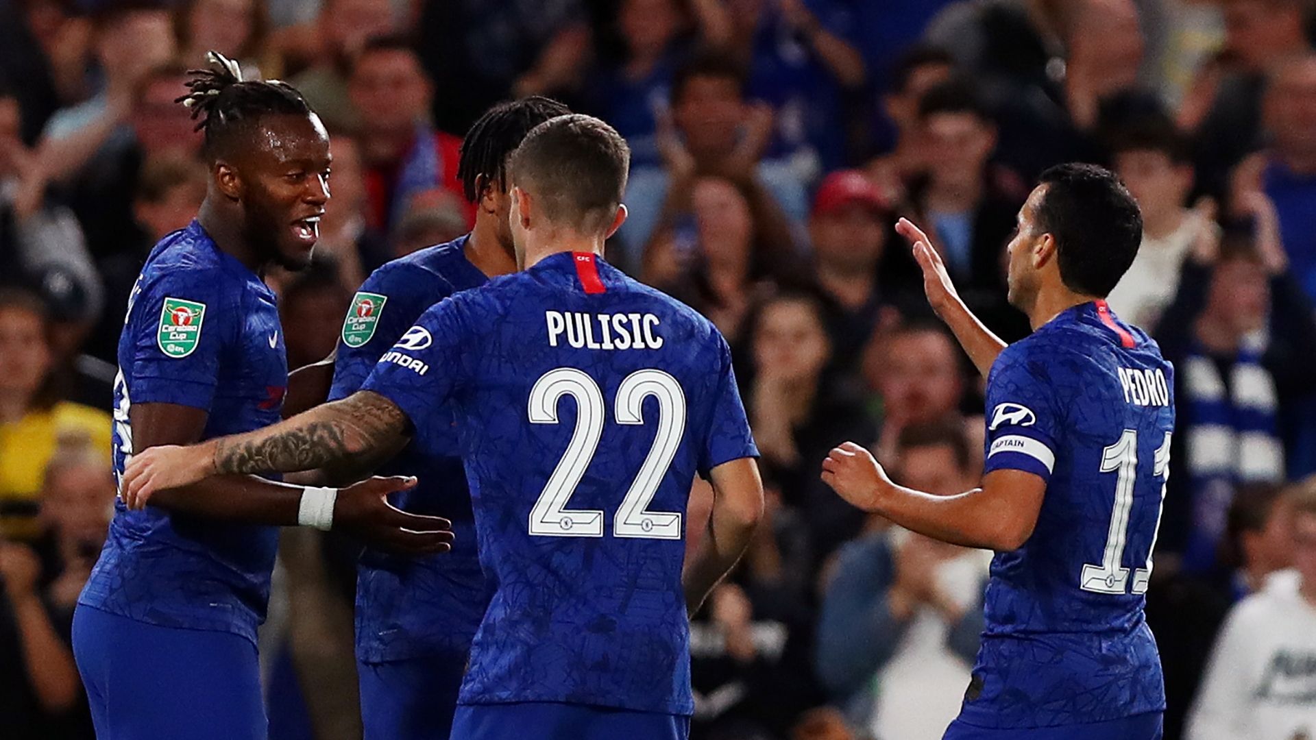 Chelsea celebrate vs Grimsby