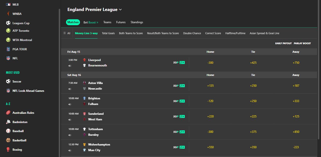 bet365 premier league betting 