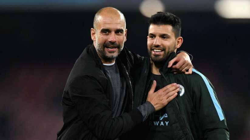 Pep Guardiola Sergio Aguero Manchester City