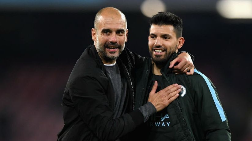 Pep Guardiola Sergio Aguero Manchester City