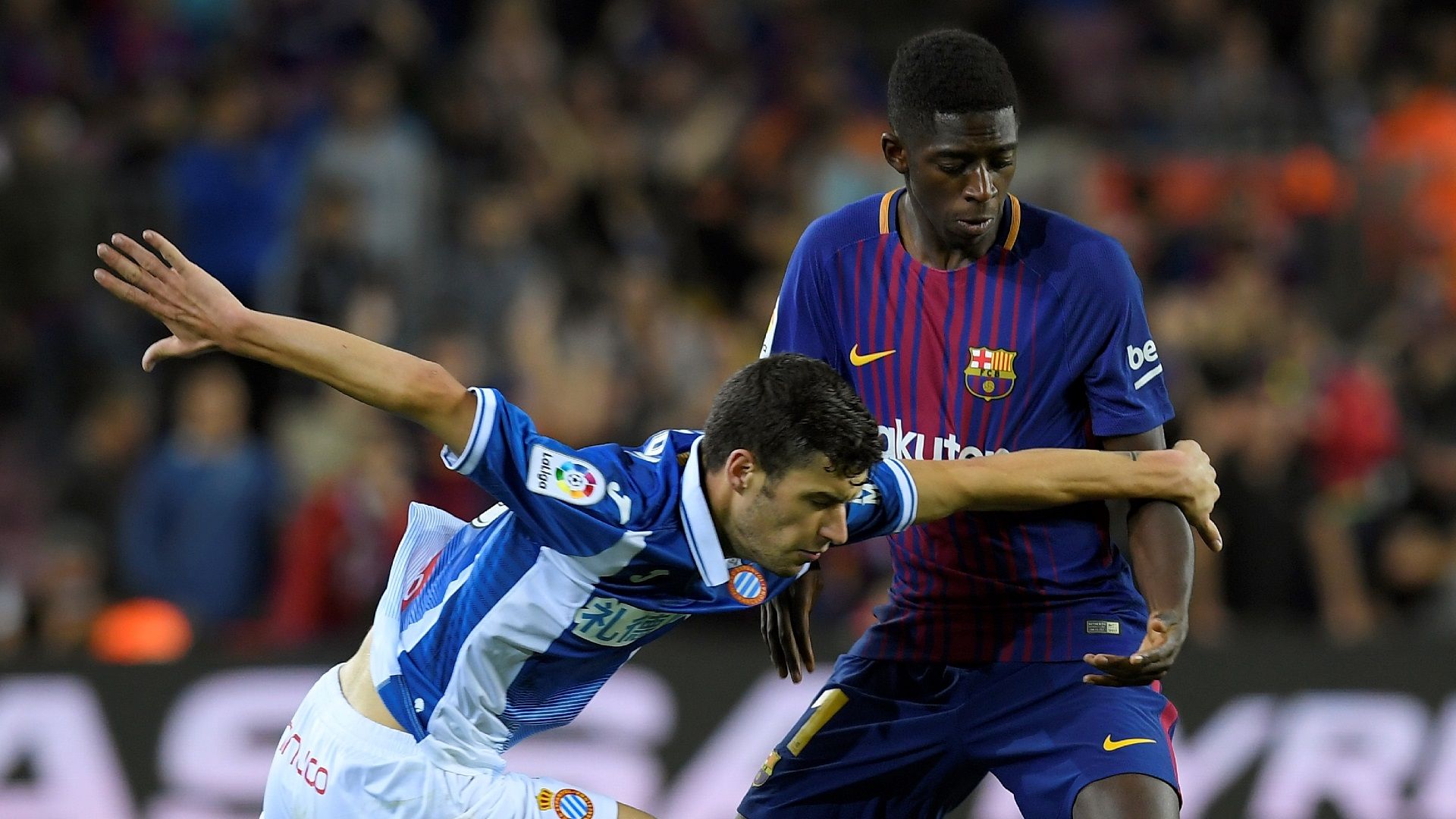 Ousmane Dembele Aaron Martin Barcelona Espanyol LaLiga 09092017