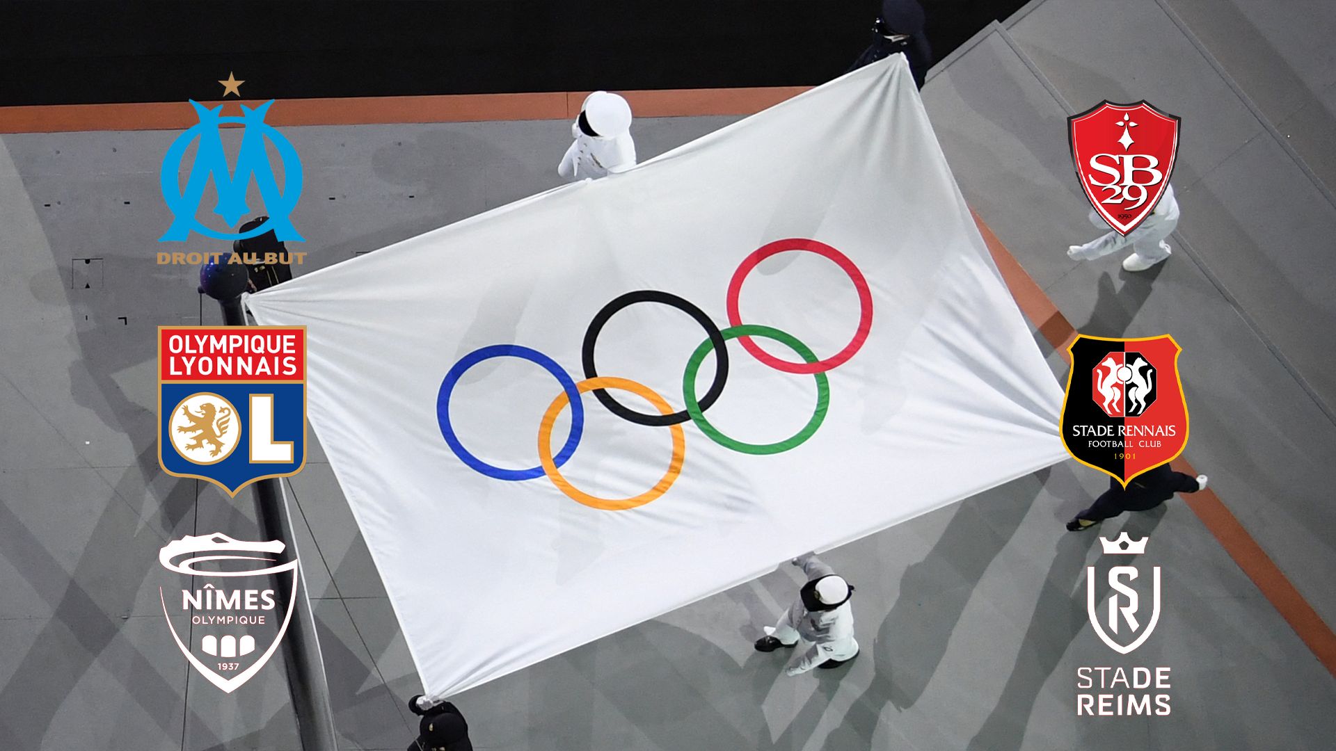 Olympique Marseille Nimes Lyon Stade Reims Rennes Brest Logo Olympia Fahne